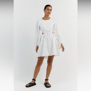 DISSH MOLLY WHITE LINEN MINI DRESS